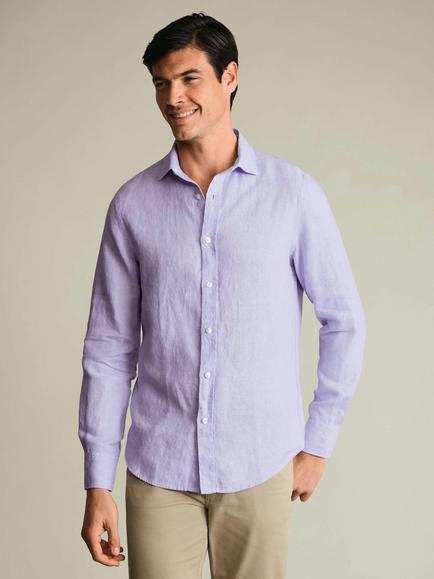 Charles Tyrwhitt Linen Classic Fit Shirt, Lilac Purple, Lilac Purple