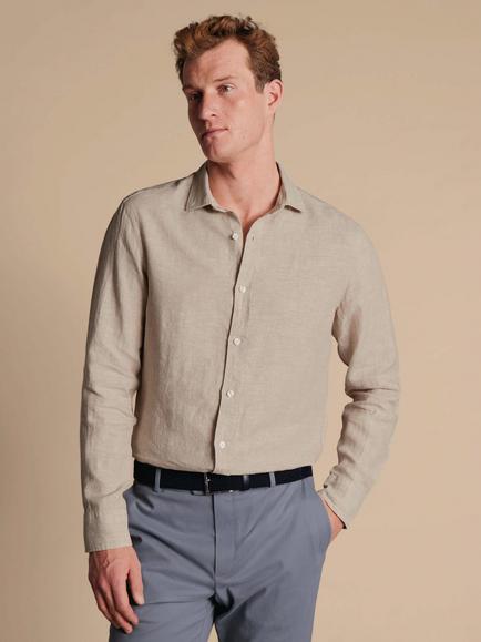 Charles Tyrwhitt Linen Slim Fit Shirt, Oatmeal, Oatmeal