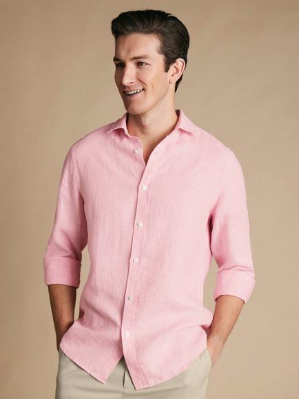 Charles Tyrwhitt Linen Slim Fit Shirt, Pink, Pink