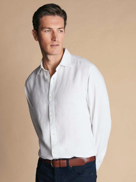 Charles Tyrwhitt Linen Slim Fit Shirt, White, White