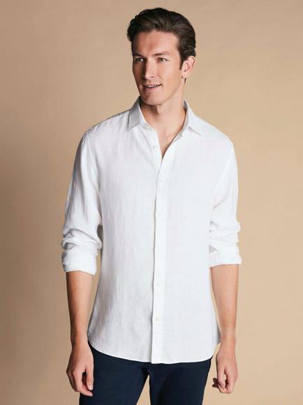 Charles Tyrwhitt Linen Slim Fit Shirt, White - view 2, White