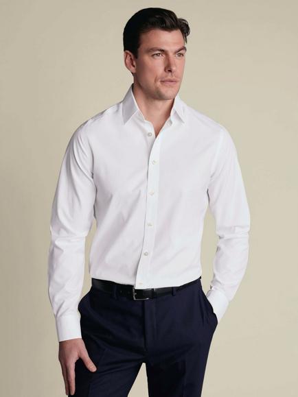 Charles Tyrwhitt Slim Fit Cotton Poplin Shirt, White - view 2, White