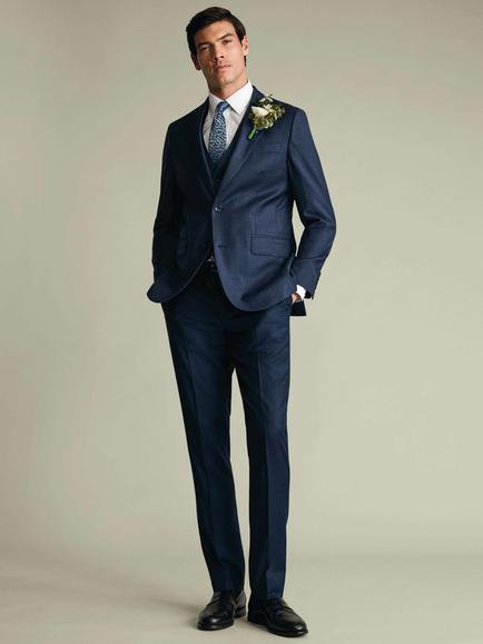 Charles Tyrwhitt Slim Fit Single Breasted Wool Blazer, Indigo Blue - view 2, Indigo Blue