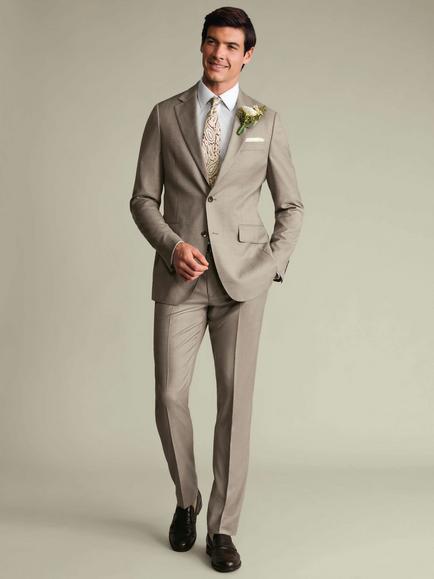 Charles Tyrwhitt Slim Fit Single Breasted Wool Blazer, Taupe, Taupe