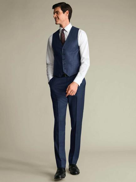 Charles Tyrwhitt Single Breasted Wool Waistcoat, Indigo Blue, Indigo Blue