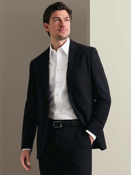 Charles Tyrwhitt Slim Fit Single Breasted Stripe Wool Blend Blazer, Dark Navy, Dark Navy