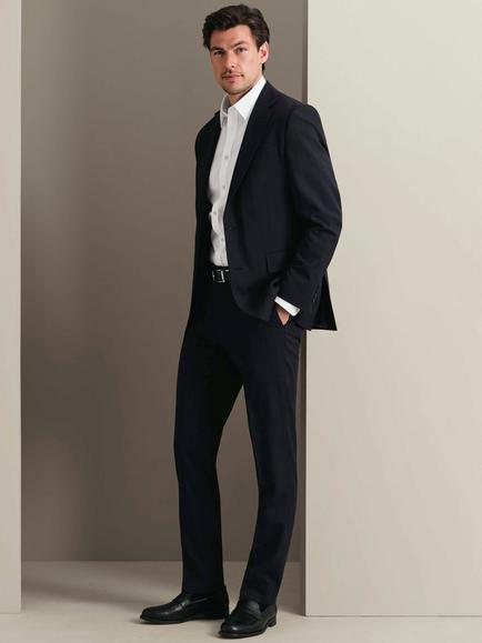 Charles Tyrwhitt Slim Fit Single Breasted Stripe Wool Blend Blazer, Dark Navy - view 2, Dark Navy