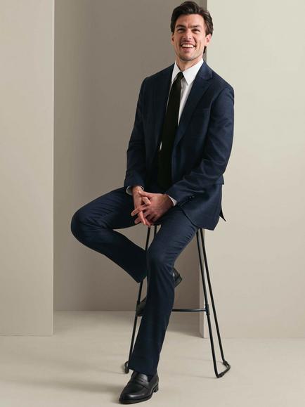 Charles Tyrwhitt Slim Fit Single Breasted Check Wool Blend Blazer, Indigo Blue - view 2, Indigo Blue