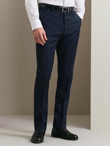 Charles Tyrwhitt Slim Fit Check Wool Blend Trousers, Indigo Blue, Indigo Blue