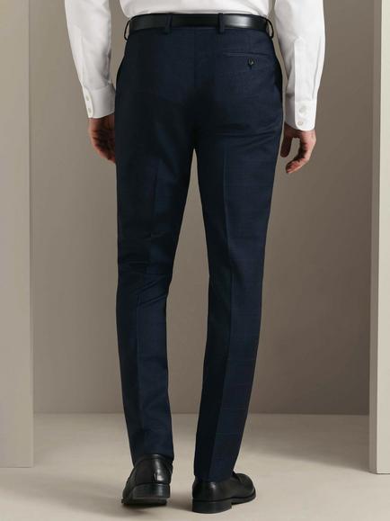 Charles Tyrwhitt Slim Fit Check Wool Blend Trousers, Indigo Blue - view 2, Indigo Blue