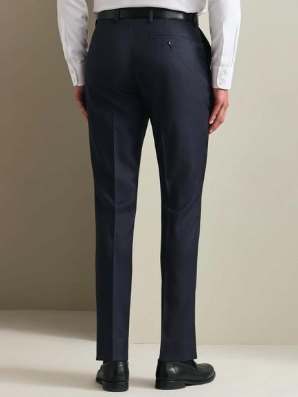 Charles Tyrwhitt Slim Fit Pleated Wool Trousers, Navy - view 2, Navy