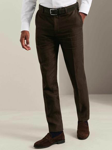 Charles Tyrwhitt Linen Suit Trousers, Chocolate Brown, Chocolate Brown