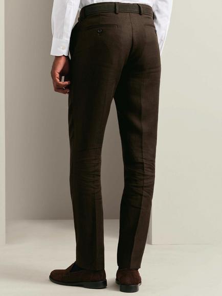Charles Tyrwhitt Linen Suit Trousers, Chocolate Brown - view 2, Chocolate Brown