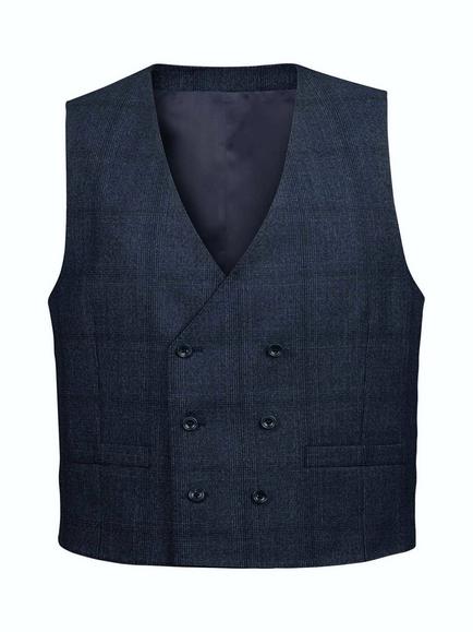 Charles Tyrwhitt Double Breasted Check Ultimate Performance Wool Waistcoat, Steel Blue - view 2, Steel Blue