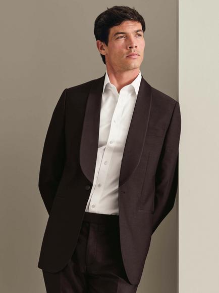 Charles Tyrwhitt Super 120s Wool Dinner Jacket, Chocolate Brown, Chocolate Brown