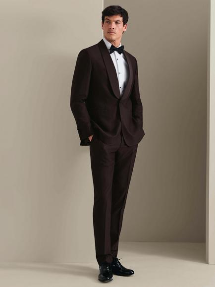 Charles Tyrwhitt Super 120s Wool Dinner Jacket, Chocolate Brown - view 2, Chocolate Brown