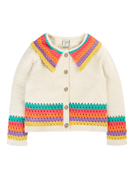 Frugi Kids' Aurora Collar Cardigan, Multi, Multi