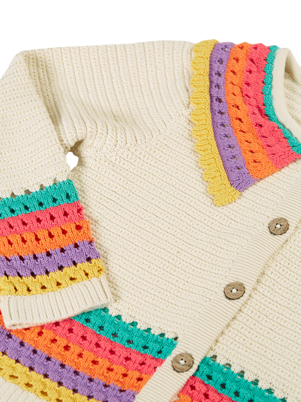 Frugi Kids' Aurora Collar Cardigan, Multi - view 2, Multi