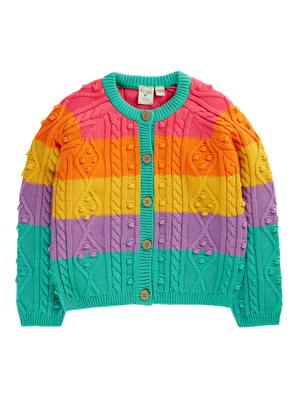 Frugi Kids' Clay Cable Knit Cardigan, Multi, Multi