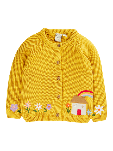Frugi Kids' Colby Cardigan, Yellow, Yellow