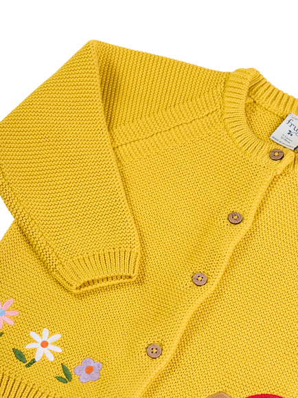 Frugi Kids' Colby Cardigan, Yellow - view 2, Yellow