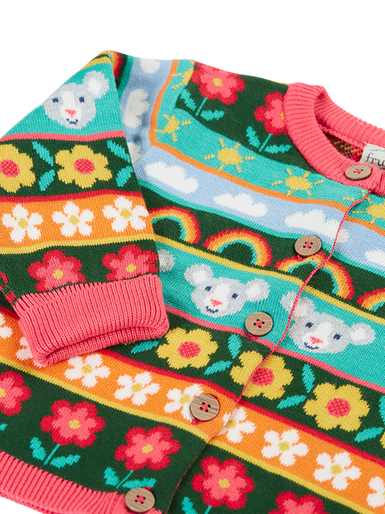 Frugi Baby Robyn Fair Isle Cardigan, Multi - view 2, Multi