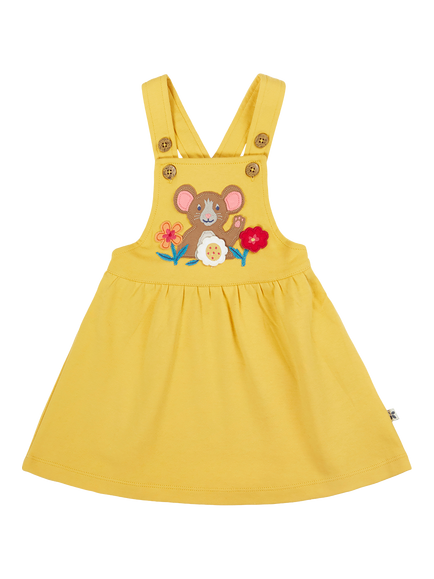Frugi Kids' Ania Pinafore Dress, Multi, Bumblebee/Mouse