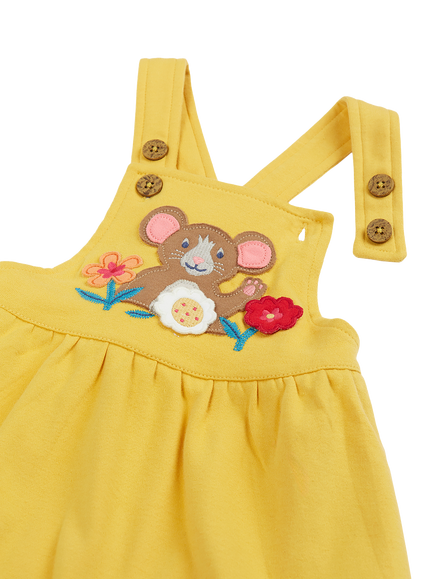 Frugi Kids' Ania Pinafore Dress, Multi - view 2, Bumblebee/Mouse