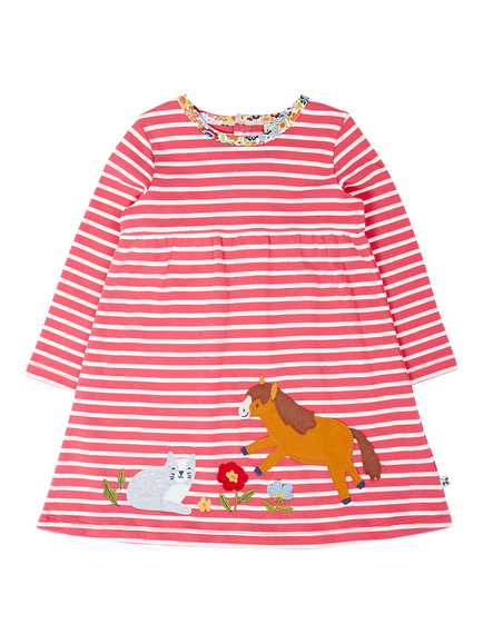 Frugi Kids' Archer Dress, Rhubarb, Rhubarb