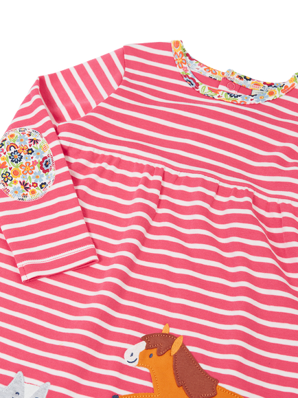 Frugi Kids' Archer Dress, Rhubarb - view 2, Rhubarb