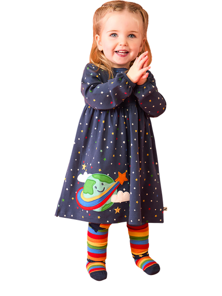 Frugi Kids' Dolcie Dress, Multi - view 2, Multi