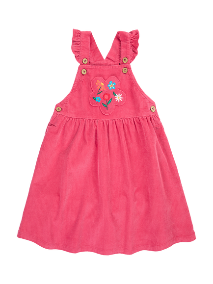 Frugi Kids' Isla Dungaree Dress, Pink, Pink