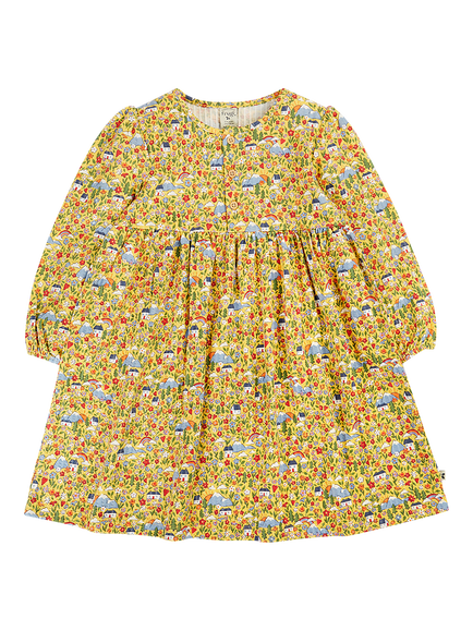 Frugi Kids' Izzie Jersey Dress, Multi, Yellow Multi