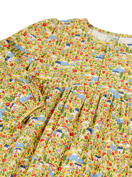 Frugi Kids' Izzie Jersey Dress, Multi - view 2, Yellow Multi