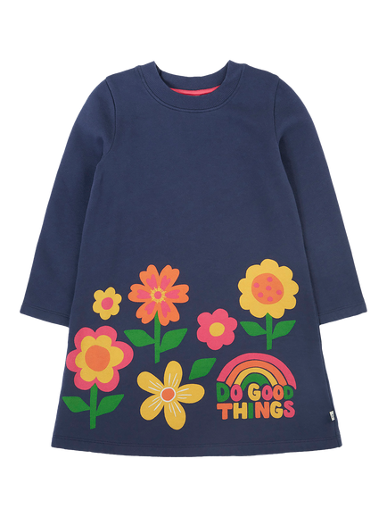 Frugi Kids' Kari Dress, Navy, Navy Multi