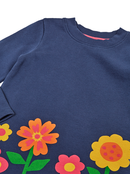 Frugi Kids' Kari Dress, Navy - view 2, Navy Multi