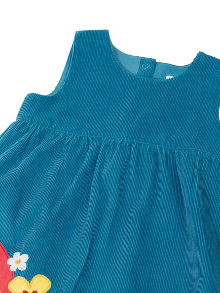 Frugi Kids' Lily Cord Dress, Blue - view 2, Blue Multi