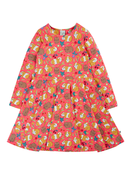 Frugi Kids' Sofia Long Sleeve Printed Skater Dress, Pink Multi, Pink Multi
