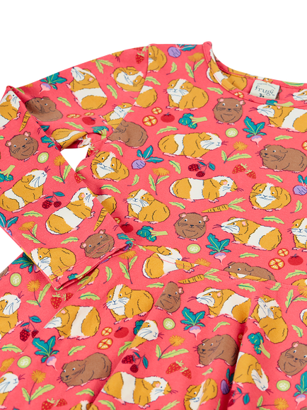 Frugi Kids' Sofia Long Sleeve Printed Skater Dress, Pink Multi - view 2, Pink Multi
