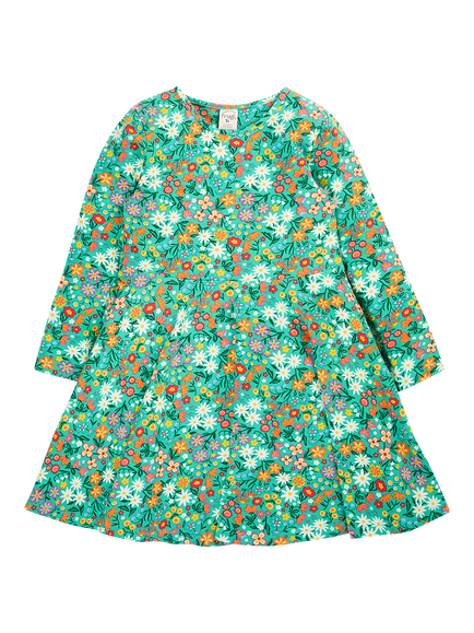 Frugi Kids' Sofia Long Sleeve Printed Skater Dress, Multi, Multi