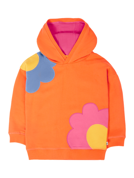 Frugi Kids' Brady Colour Block Hoodie, Orange, Orange