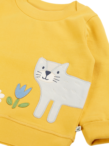 Frugi Kids' Easy On Jumper, Multi - view 2, Bumblebee/Wild Cat