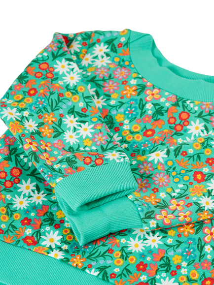 Frugi Kids' Easy On Printed Jumper, Multi - view 2, Wildflower Wander