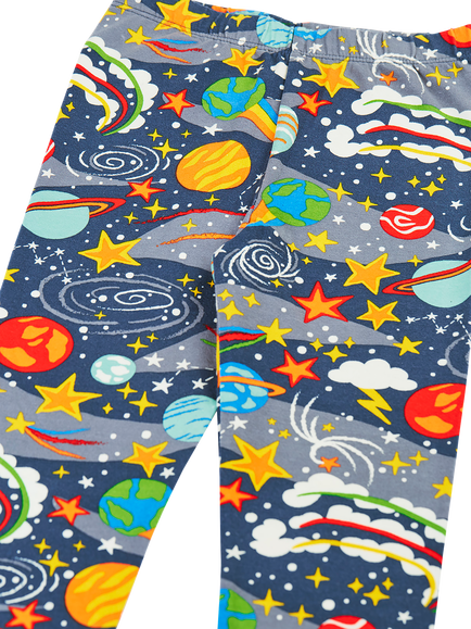 Frugi Kids' Libby Space Printed Leggings, Multi - view 2, Multi