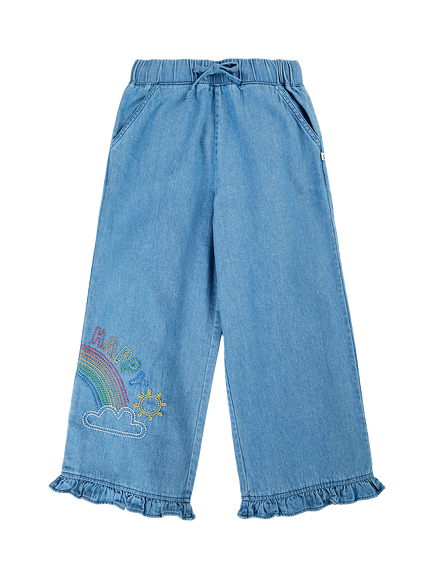 Frugi Kids' Grace Denim Trousers, Blue, Blue