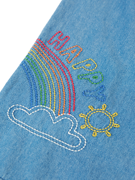 Frugi Kids' Grace Denim Trousers, Blue - view 2, Blue