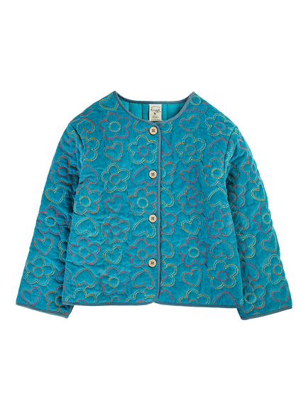 Frugi Kids' Katie Quilted Cord Jacket, Blue, Blue