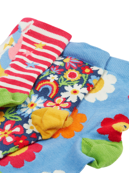 Frugi Kids' Rock My Socks, Pack of 3, Multi - view 2, Multi