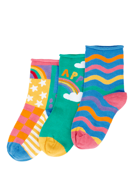 Frugi Kids' Roly Bamboo Blend Socks, Pack of 3, Multi, Multi