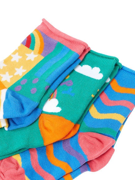 Frugi Kids' Roly Bamboo Blend Socks, Pack of 3, Multi - view 2, Multi